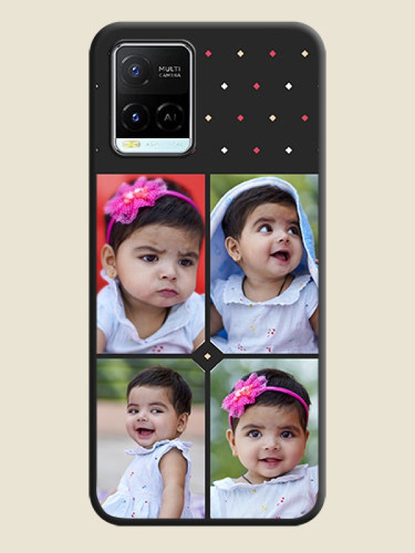 Custom Multicolor Dotted Pattern with 4 Image Holder on Space Black Custom Soft Matte Phone Cases - Vivo Y21e