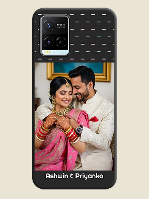 Custom Line Pattern Design with Text on Space Black Custom Soft Matte Phone Back Cover - Vivo Y21e