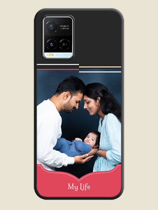 Custom Classic Plain Design with Name on Photo on Space Black Soft Matte Phone Cover - Vivo Y21e