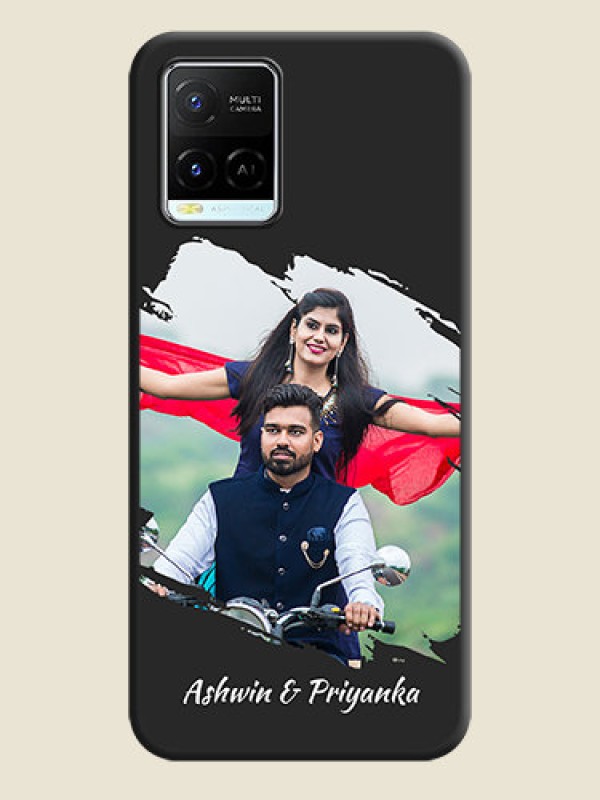 Custom Grunge Brush Strokes on Photo on Space Black Soft Matte Back Cover - Vivo Y21e