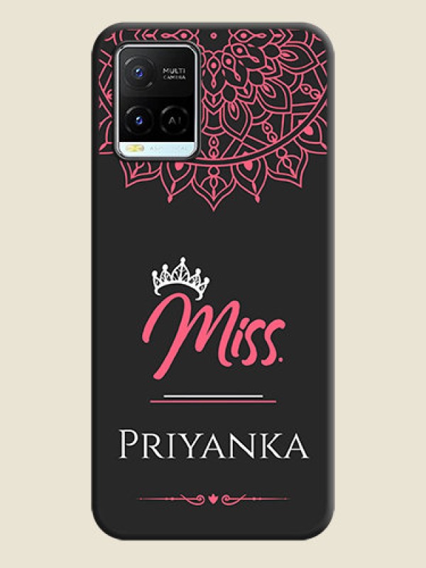 Custom Mrs Name with Floral Design on Space Black Personalized Soft Matte Phone Covers - Vivo Y21e