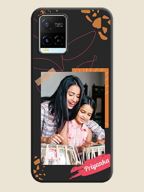 Custom Orange Photo Frame on Space Black Custom Soft Matte Phone Back Cover - Vivo Y21e