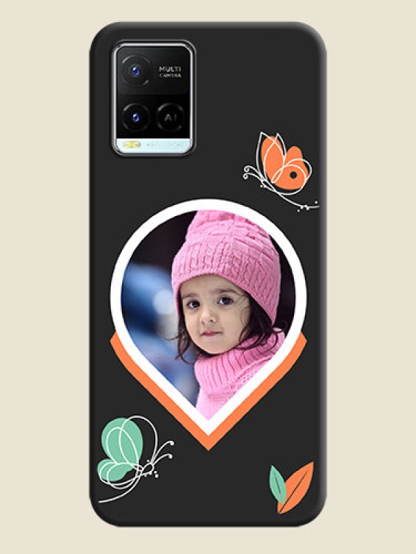 Custom Upload Pic With Simple Butterly Design On Space Black Personalized Soft Matte Phone Covers -Vivo Y21E
