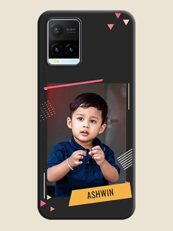 Custom Photo Frame with Triangle Small Dots on Photo on Space Black Soft Matte Back Cover - Vivo Y21T