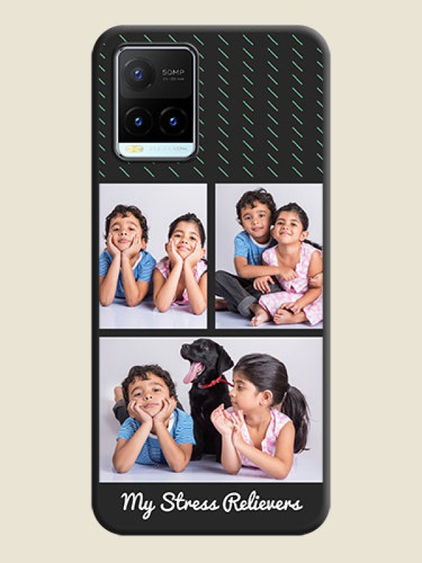 Custom Cross Dotted Pattern with 2 Image Holder on Personalised Space Black Soft Matte Cases - Vivo Y21T