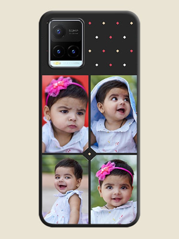 Custom Multicolor Dotted Pattern with 4 Image Holder on Space Black Custom Soft Matte Phone Cases - Vivo Y21T