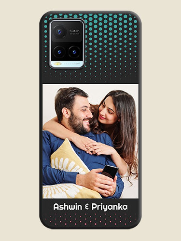 Custom Faded Dots with Grunge Photo Frame and Text on Space Black Custom Soft Matte Phone Cases - Vivo Y21T