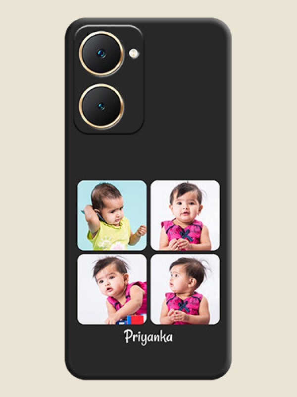 Custom Floral Art with 6 Image Holder on Photo On Space Black Custom Soft Matte Mobile Back Cover - Vivo Y28e 5G