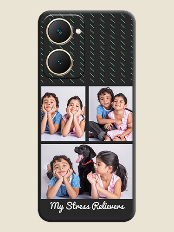 Custom Cross Dotted Pattern with 2 Image Holder On Space Black Custom Soft Matte Mobile Back Cover - Vivo Y28e 5G