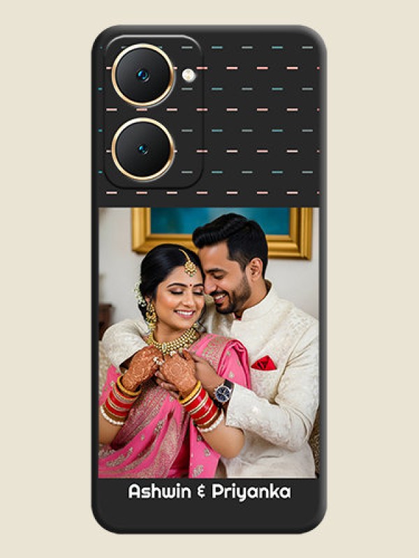 Custom Line Pattern Design with Text On Space Black Custom Soft Matte Mobile Back Cover - Vivo Y28e 5G