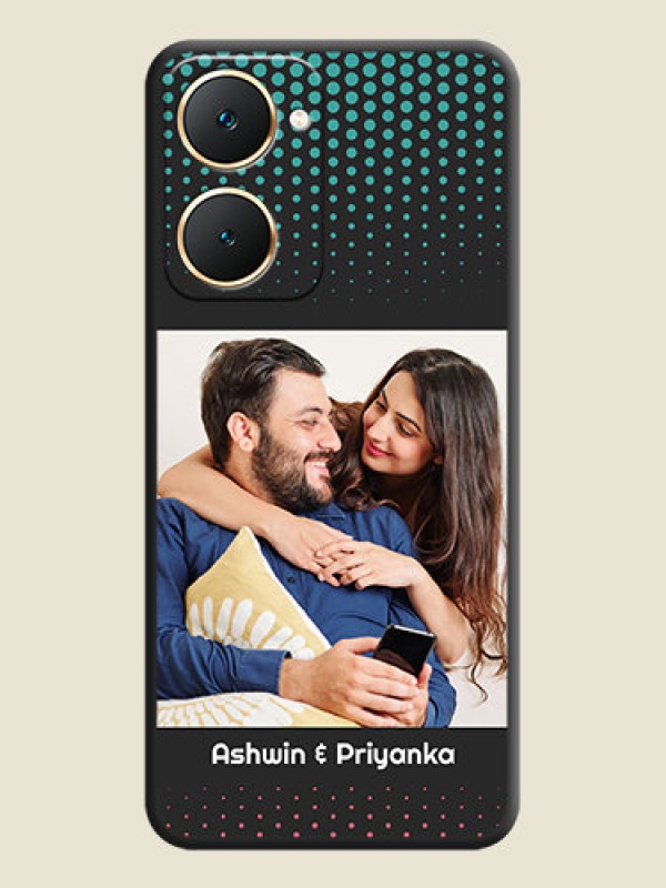 Custom Faded Dots with Grunge Photo Frame and Text On Space Black Custom Soft Matte Mobile Back Cover - Vivo Y28e 5G