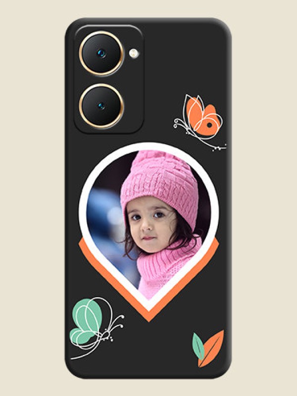 Custom Upload Pic With Simple Butterly Design On Space Black Custom Soft Matte Mobile Back Cover - Vivo Y28e 5G