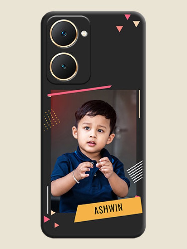 Custom Photo Frame with Triangle Small Dots on Photo On Space Black Custom Soft Matte Mobile Back Cover - Vivo Y28s 5G