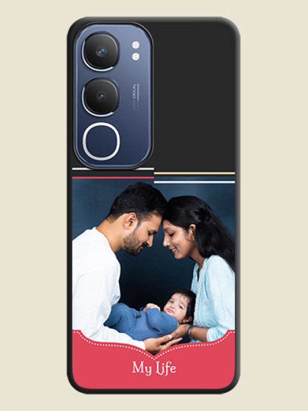 Custom Classic Plain Design with Name On Space Black Custom Soft Matte Mobile Back Cover - Vivo Y29 5G