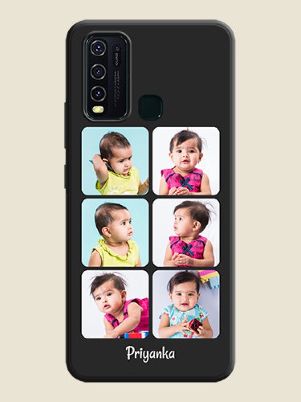 Custom Floral Art with 6 Image Holder - Photo on Space Black Soft Matte Mobile Case - Vivo Y30