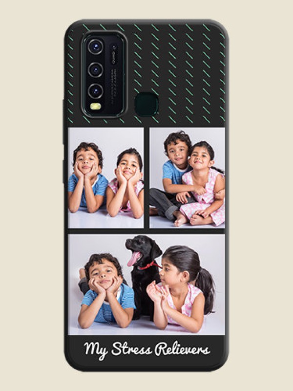 Custom Cross Dotted Pattern with 2 Image Holder  on Personalised Space Black Soft Matte Cases - Vivo Y30