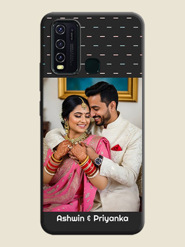 Custom Line Pattern Design with Text on Space Black Custom Soft Matte Phone Back Cover - Vivo Y30