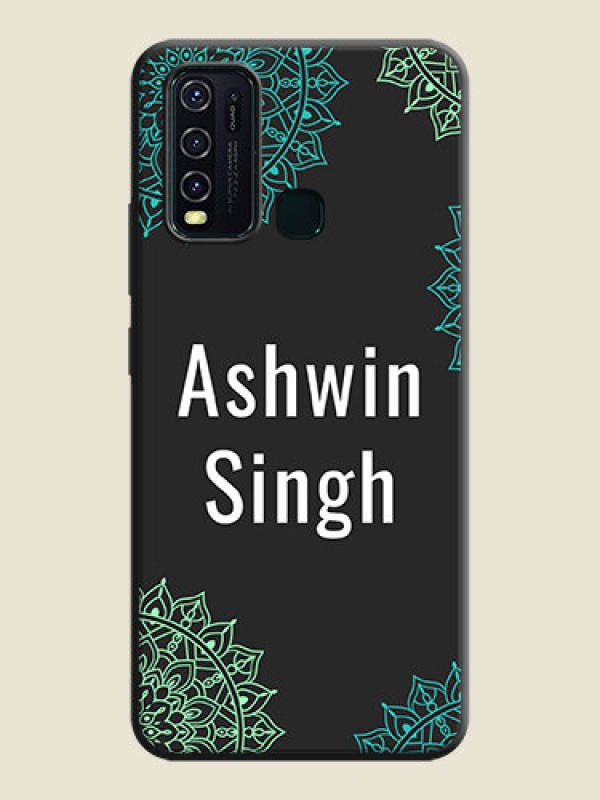 Custom Your Name with Floral Design on Space Black Custom Soft Matte Back Cover - Vivo Y30