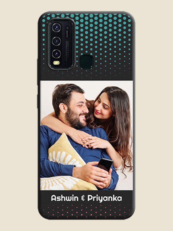 Custom Faded Dots with Grunge Photo Frame and Text on Space Black Custom Soft Matte Phone Cases - Vivo Y30