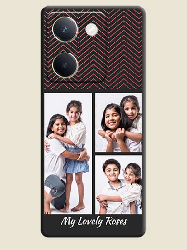 Custom Wave Pattern with 3 Image Holder On Space Black Custom Soft Matte Mobile Back Cover - Vivo Y300 Plus 5G