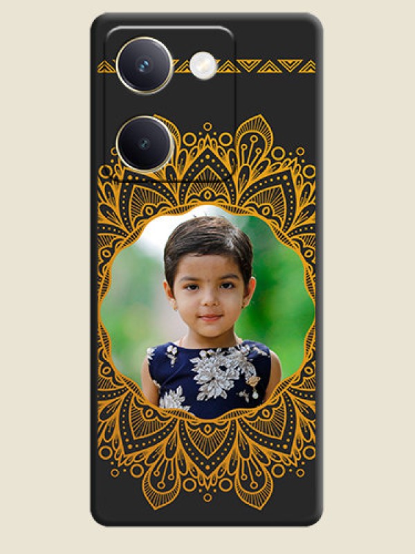 Custom Round Image with Floral Design On Space Black Custom Soft Matte Mobile Back Cover - Vivo Y300 Plus 5G