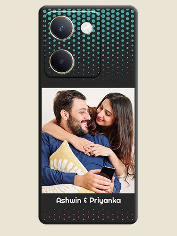 Custom Faded Dots with Grunge Photo Frame and Text On Space Black Custom Soft Matte Mobile Back Cover - Vivo Y300 Plus 5G