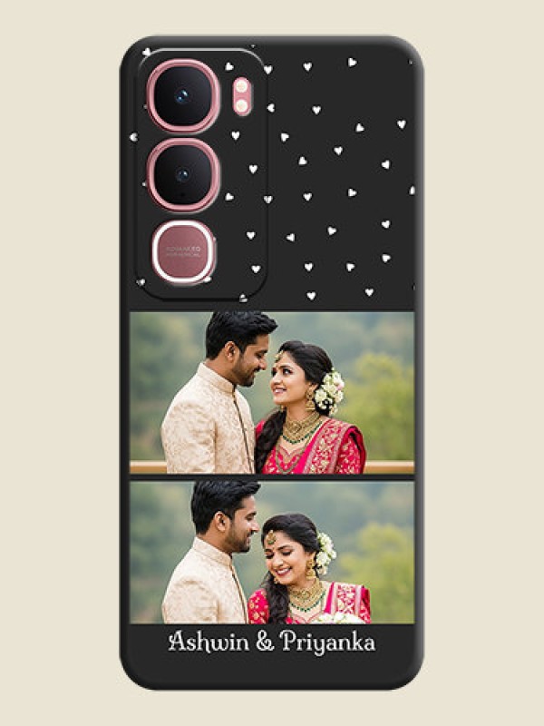 Custom Miniature Love Symbols with Name On Space Black Custom Soft Matte Mobile Back Cover - Vivo Y31 5G