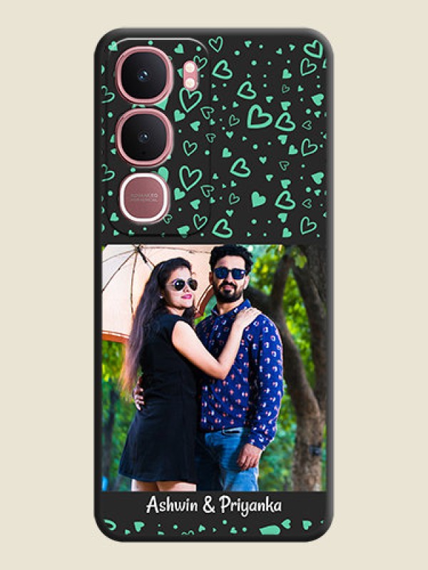 Custom Sea Green Indefinite Love Pattern on Photo On Space Black Custom Soft Matte Mobile Back Cover - Vivo Y31 5G