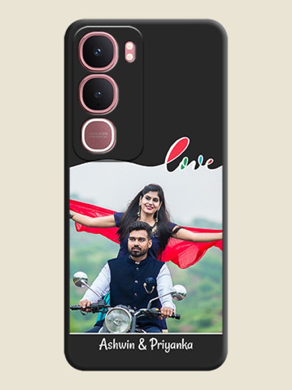 Custom Fall in Love Pattern with Picture on Photo On Space Black Custom Soft Matte Mobile Back Cover - Vivo Y31 5G
