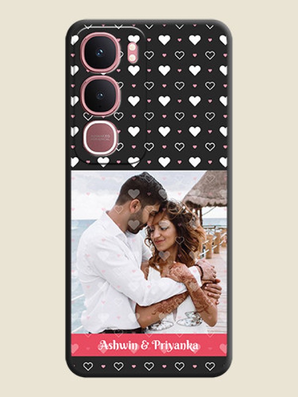 Custom White Color Love Symbols with Text Design on Photo On Space Black Custom Soft Matte Mobile Back Cover - Vivo Y31 5G