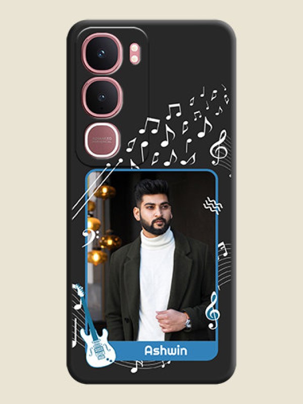 Custom Musical Theme Design with Text on Photo On Space Black Custom Soft Matte Mobile Back Cover - Vivo Y31 5G