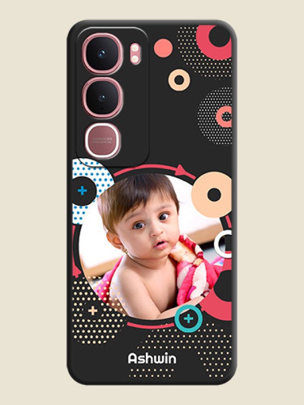 Custom Multicoloured Round Image On Space Black Custom Soft Matte Mobile Back Cover - Vivo Y31 5G