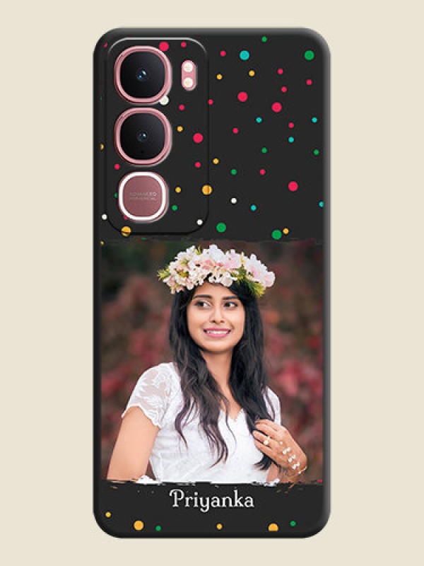 Custom Multicolor Dotted Pattern with Text On Space Black Custom Soft Matte Mobile Back Cover - Vivo Y31 5G