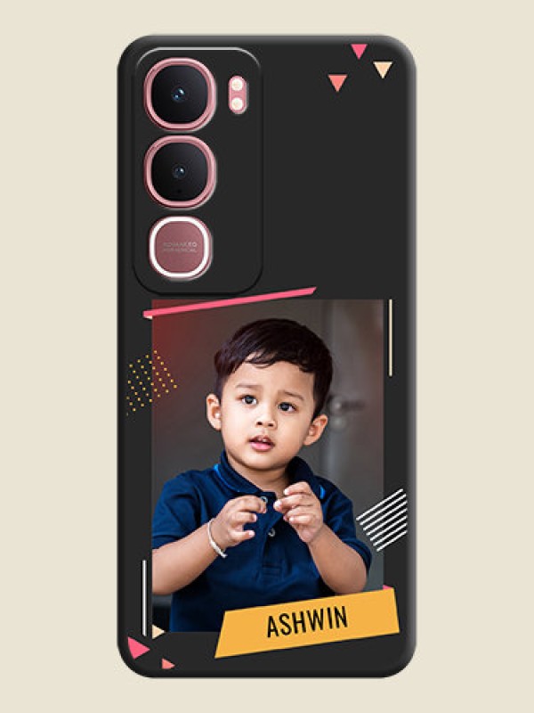 Custom Photo Frame with Triangle Small Dots on Photo On Space Black Custom Soft Matte Mobile Back Cover - Vivo Y31 5G