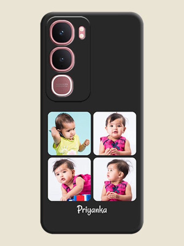 Custom Floral Art with 6 Image Holder on Photo On Space Black Custom Soft Matte Mobile Back Cover - Vivo Y31 5G