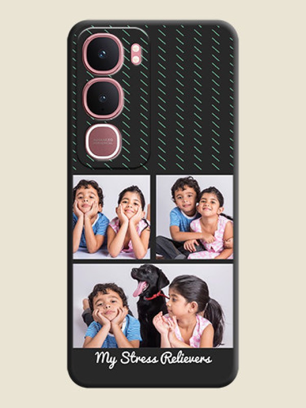 Custom Cross Dotted Pattern with 2 Image Holder On Space Black Custom Soft Matte Mobile Back Cover - Vivo Y31 5G