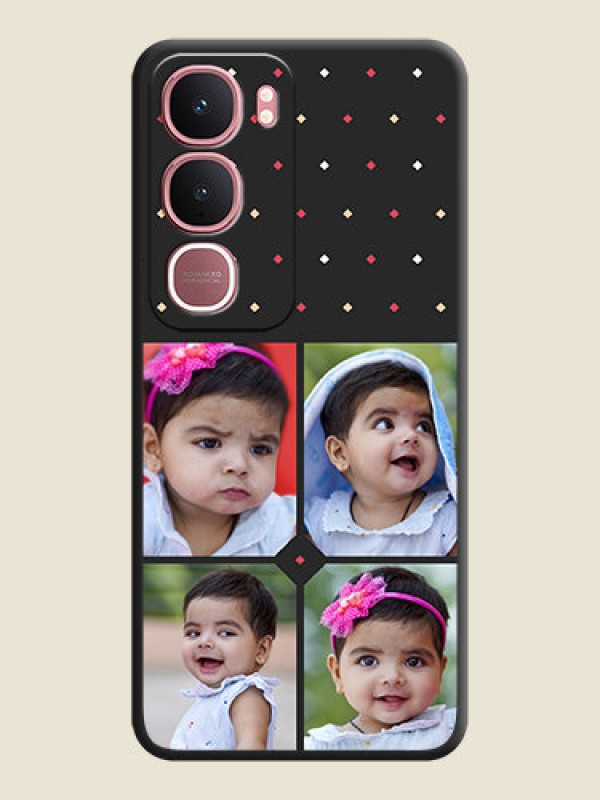 Custom Multicolor Dotted Pattern with 4 Image Holder On Space Black Custom Soft Matte Mobile Back Cover - Vivo Y31 5G