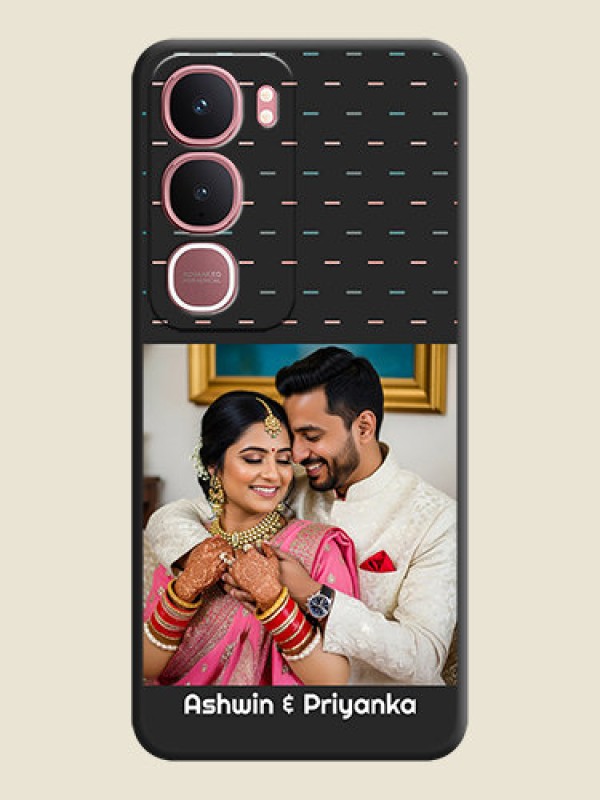 Custom Line Pattern Design with Text On Space Black Custom Soft Matte Mobile Back Cover - Vivo Y31 5G