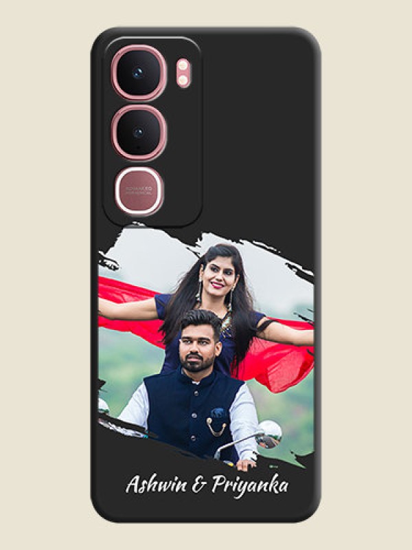 Custom Grunge Brush Strokes on Photo On Space Black Custom Soft Matte Mobile Back Cover - Vivo Y31 5G