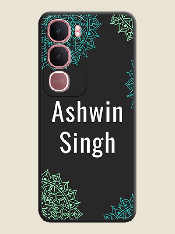 Custom Your Name with Floral Design On Space Black Custom Soft Matte Mobile Back Cover - Vivo Y31 5G