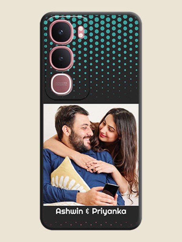 Custom Faded Dots with Grunge Photo Frame and Text On Space Black Custom Soft Matte Mobile Back Cover - Vivo Y31 5G