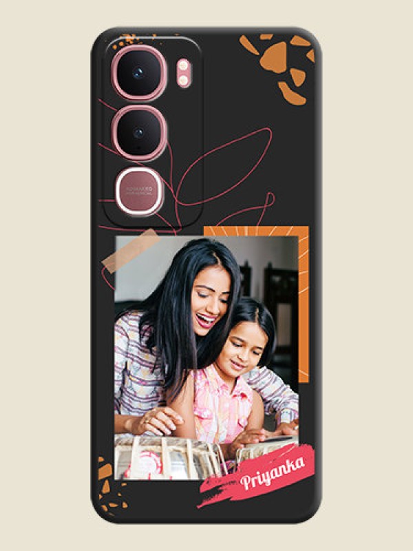 Custom Orange Photo Frame On Space Black Custom Soft Matte Mobile Back Cover - Vivo Y31 5G