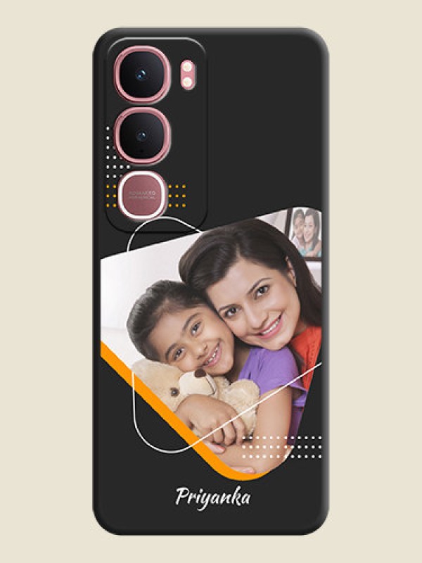 Custom Yellow Triangle on Photo On Space Black Custom Soft Matte Mobile Back Cover - Vivo Y31 5G