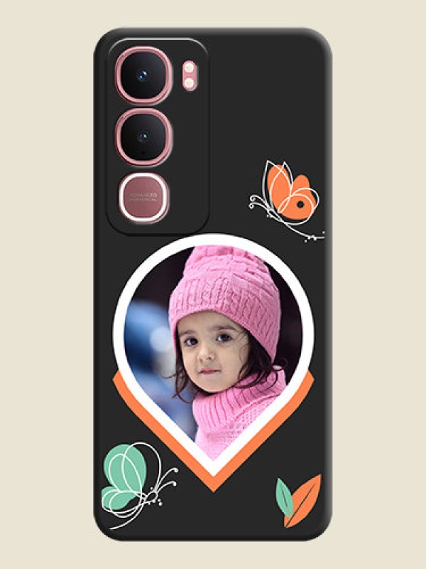 Custom Upload Pic With Simple Butterly Design On Space Black Custom Soft Matte Mobile Back Cover - Vivo Y31 5G