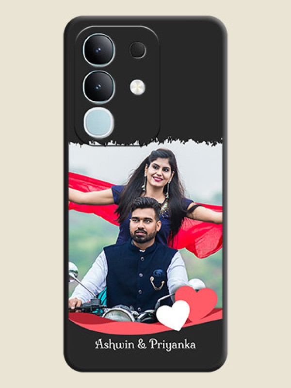 Custom Pin Color Love Shaped Ribbon Design with Text On Space Black Custom Soft Matte Mobile Back Cover - Vivo Y31 Pro 5G
