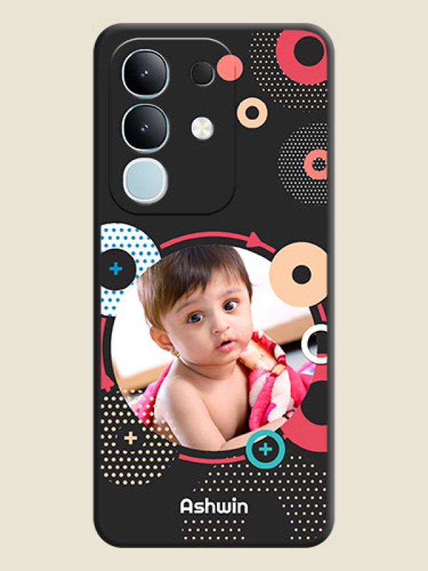 Custom Multicoloured Round Image On Space Black Custom Soft Matte Mobile Back Cover - Vivo Y31 Pro 5G