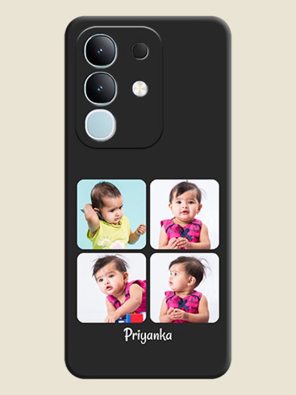 Custom Floral Art with 6 Image Holder on Photo On Space Black Custom Soft Matte Mobile Back Cover - Vivo Y31 Pro 5G