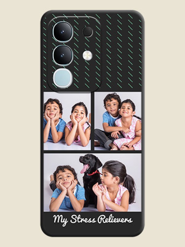 Custom Cross Dotted Pattern with 2 Image Holder On Space Black Custom Soft Matte Mobile Back Cover - Vivo Y31 Pro 5G