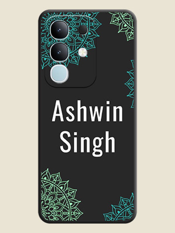 Custom Your Name with Floral Design On Space Black Custom Soft Matte Mobile Back Cover - Vivo Y31 Pro 5G