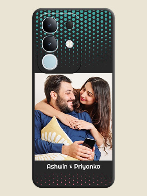 Custom Faded Dots with Grunge Photo Frame and Text On Space Black Custom Soft Matte Mobile Back Cover - Vivo Y31 Pro 5G